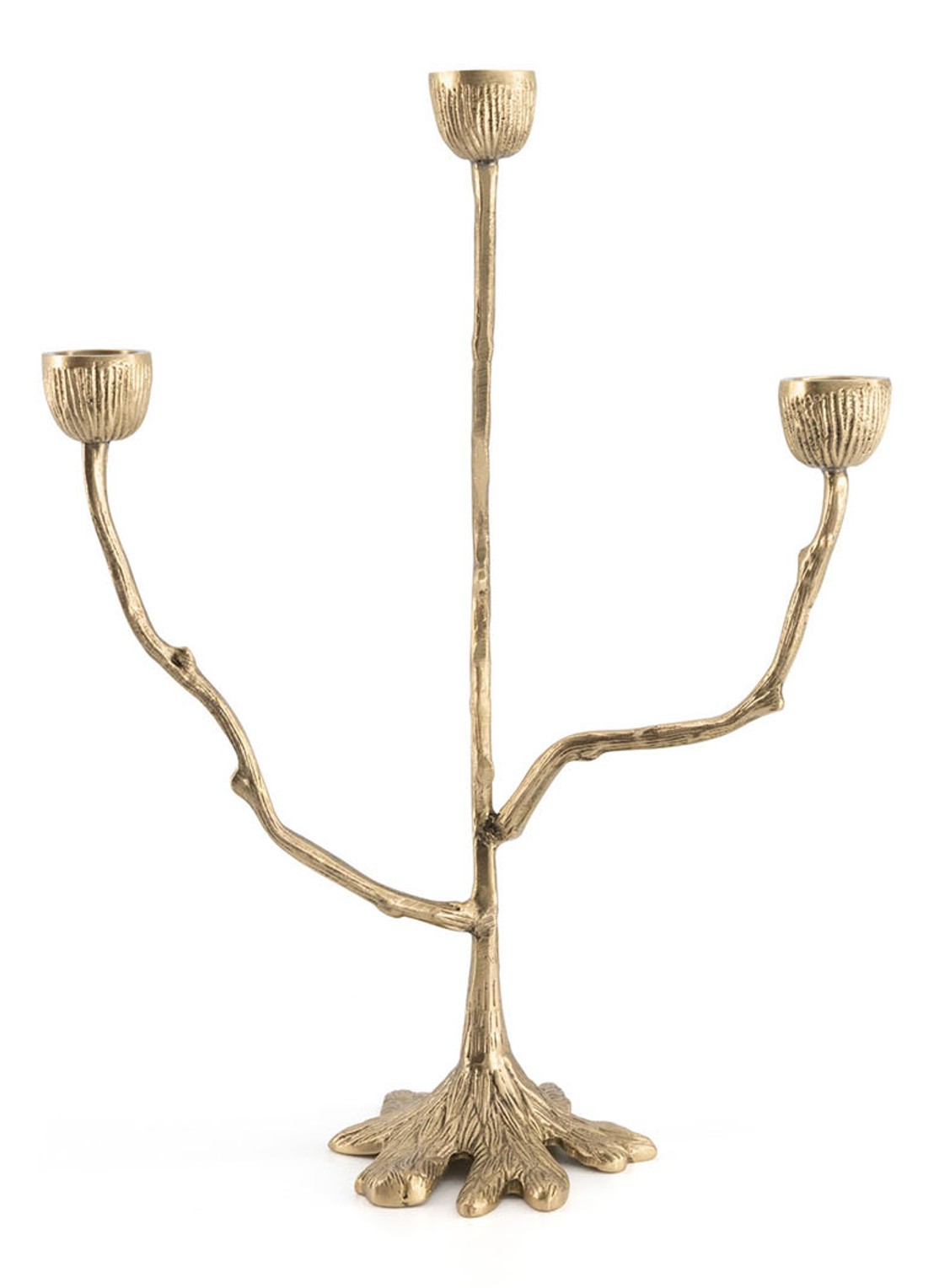 Doing Goods Misty Triple kandelaar 24 cm - voorkant messing