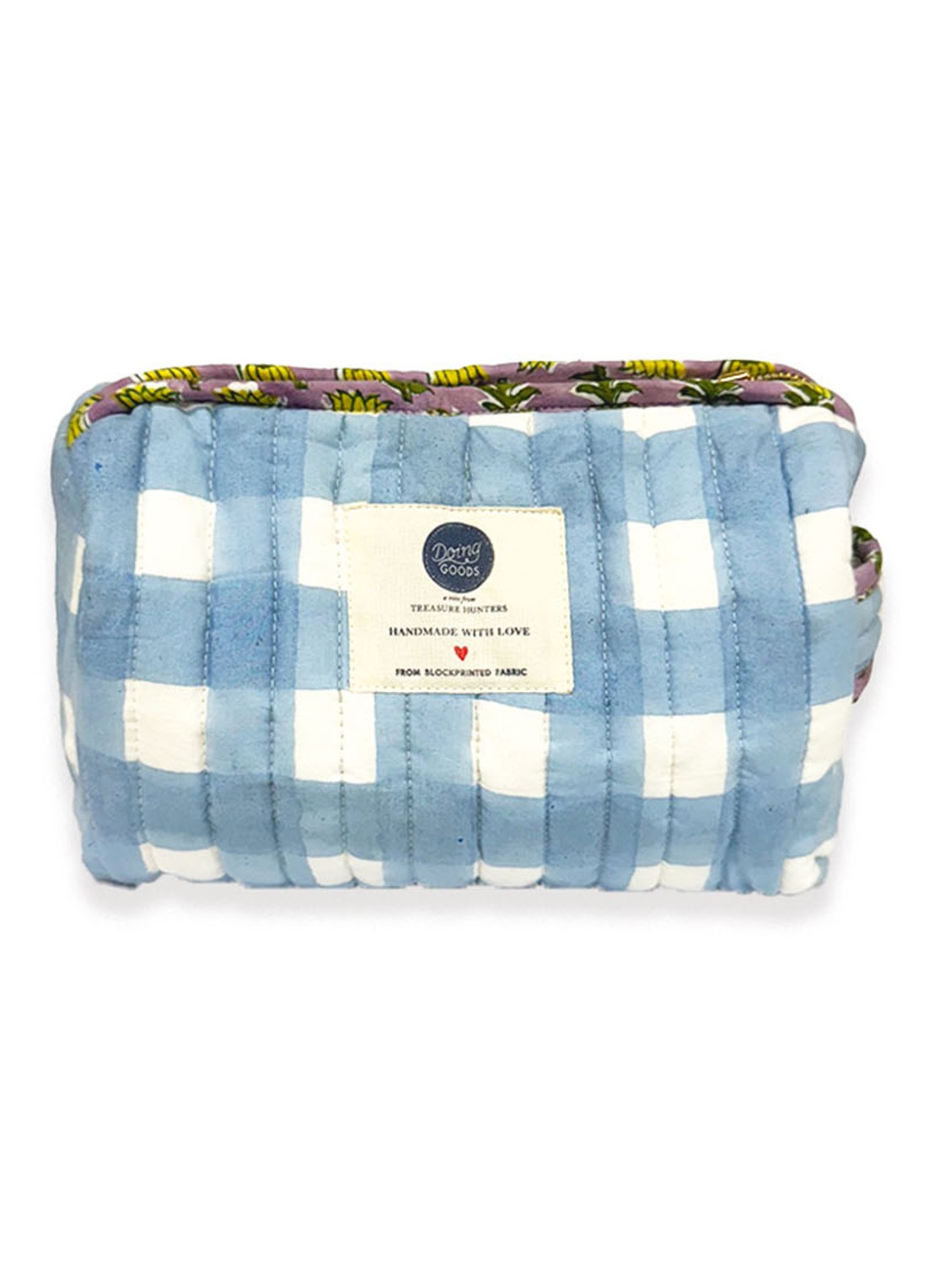 Doing Goods Nova make-up tas met ruitdessin - voorkant blauw