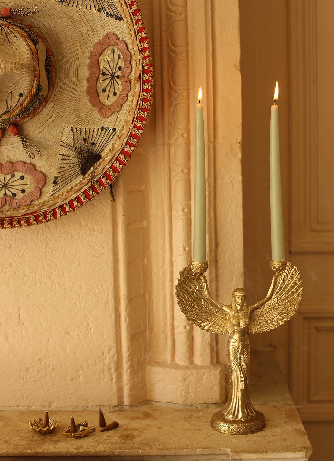 Doing Goods Phoenix kandelaar 30 cm - detail goud