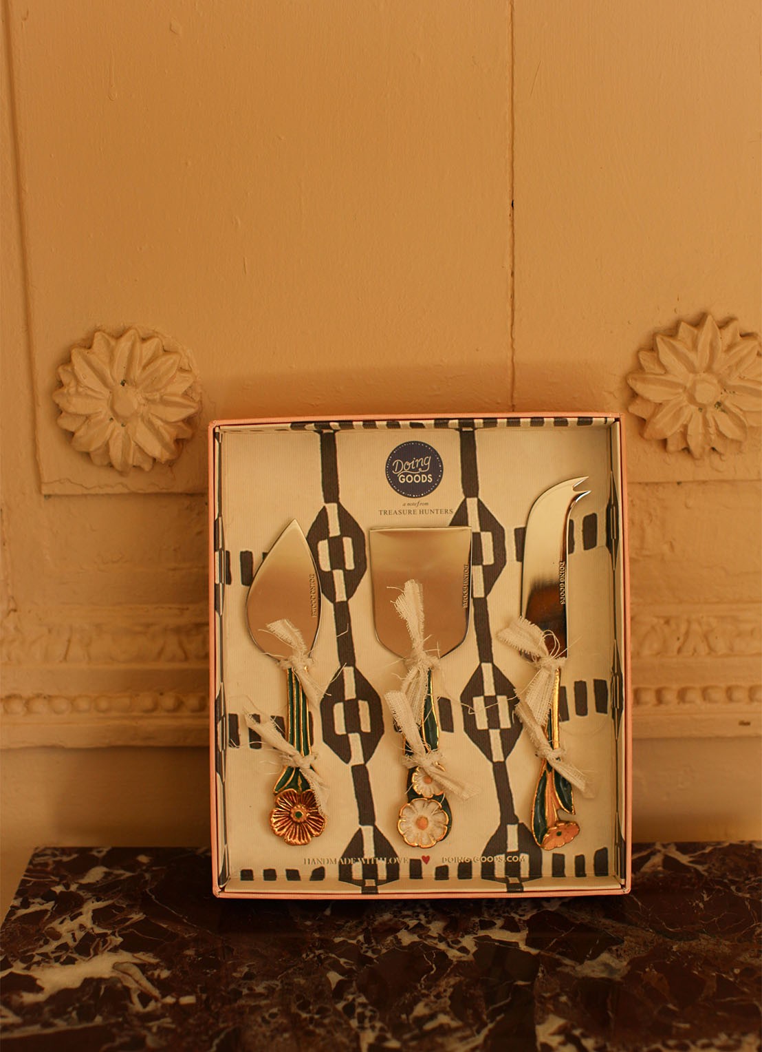 Doing Goods Posy kaasmes set van 3 in giftbox - voorkant 3 brons