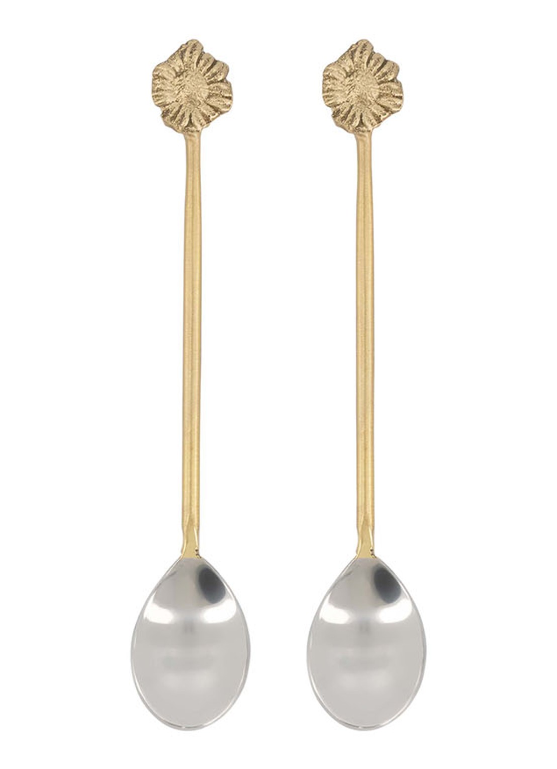 Doing Goods Sunny Sunflower theelepel set van 2 - voorkant brons