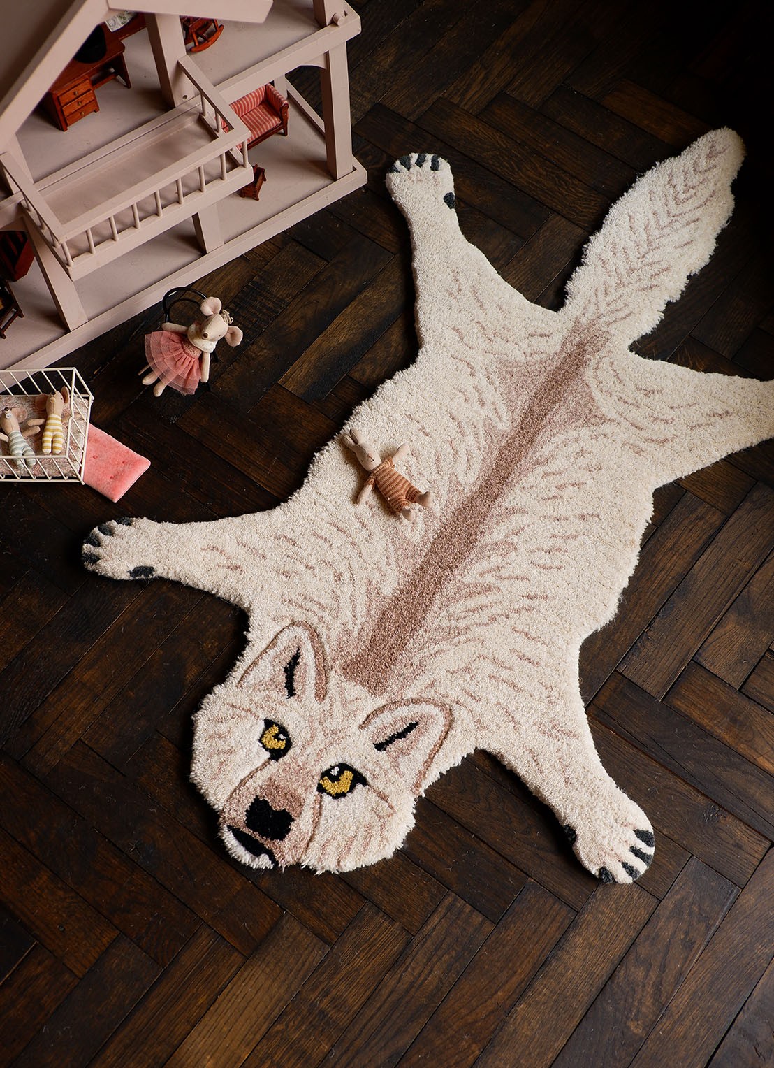 Doing Goods Tapis Amis Woozy Wolf Small vloerkleed 102 x 71 cm - detail 3 beige