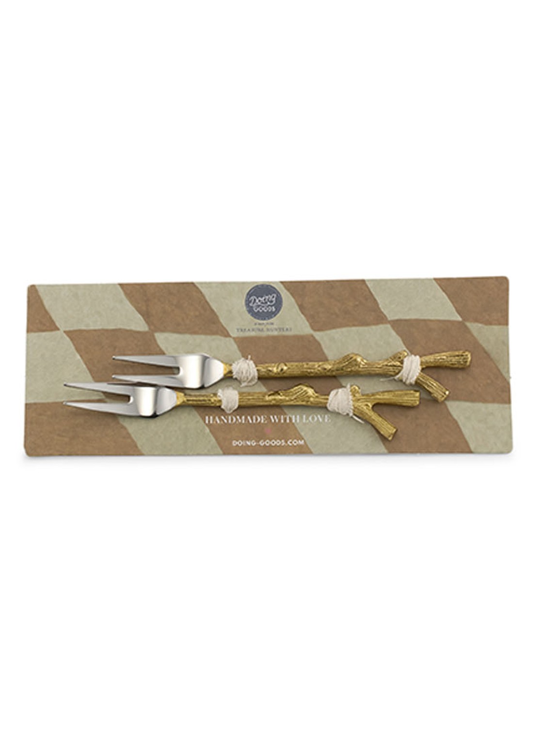 Doing Goods Twiggy cocktail vork set van 2 - achterkant brons