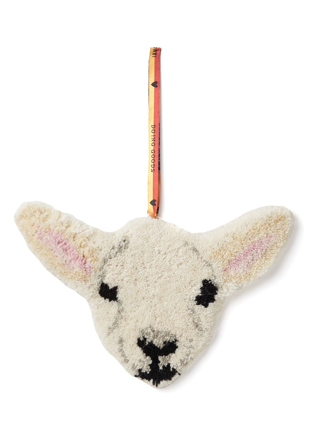 Doing Goods Woolly Lamb Cub hanger 16 cm - voorkant gebroken wit
