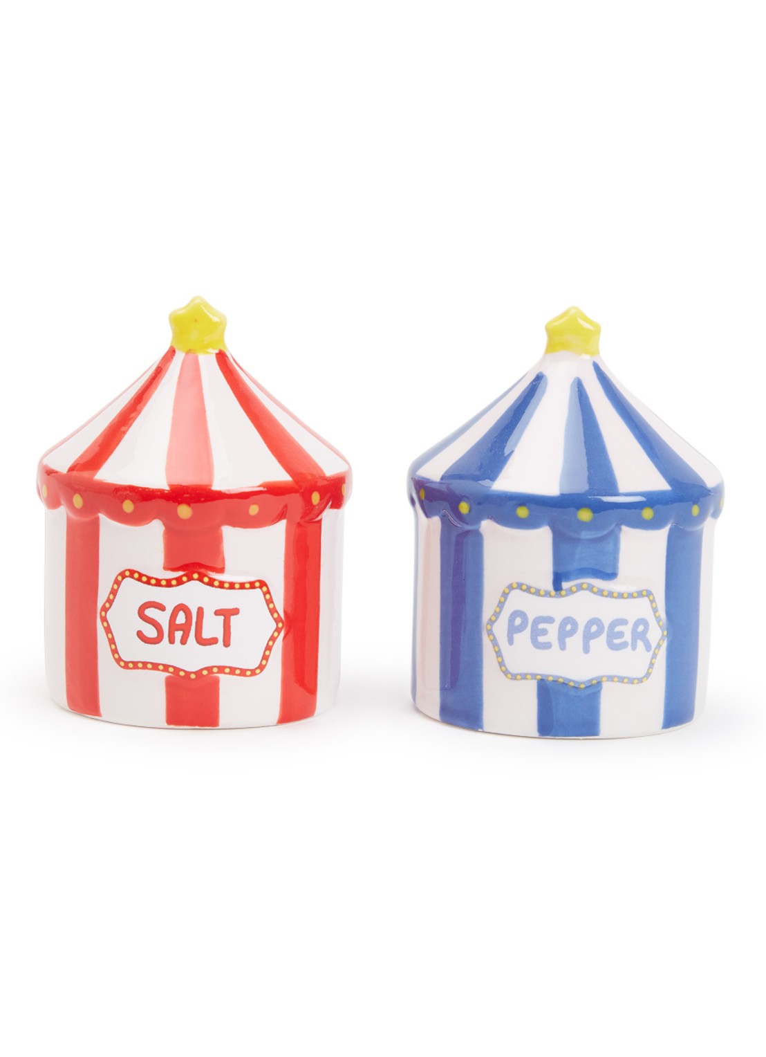 DOIY Fun Fair peper- en zoutstel 7,5 cm - voorkant rood