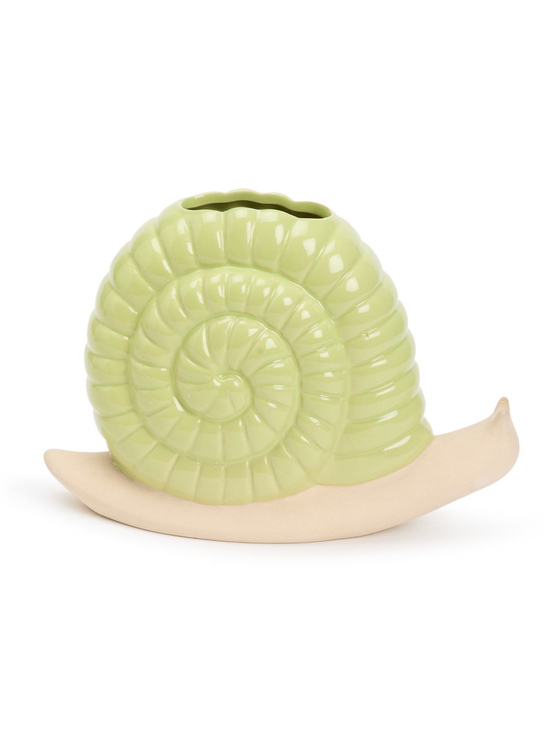 DOIY Woodland Snail vaas 17 cm - voorkant lichtgroen