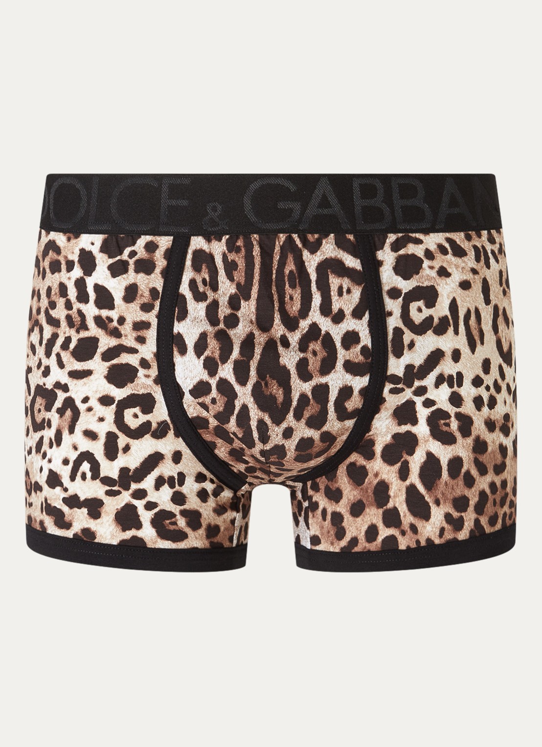 Dolce & Gabbana Boxershort met panterprint en logoband - voorkant 2 lichtbruin