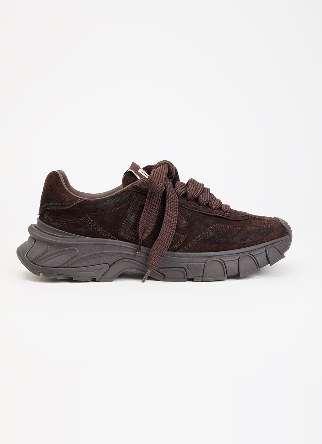 Dolce & Gabbana Country Road sneaker van kalfssuède met logo - voorkant donkerbruin