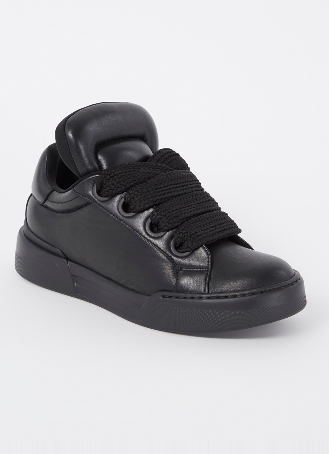 Dolce & Gabbana Mega Skate sneaker van lamsleer - voorkant zwart