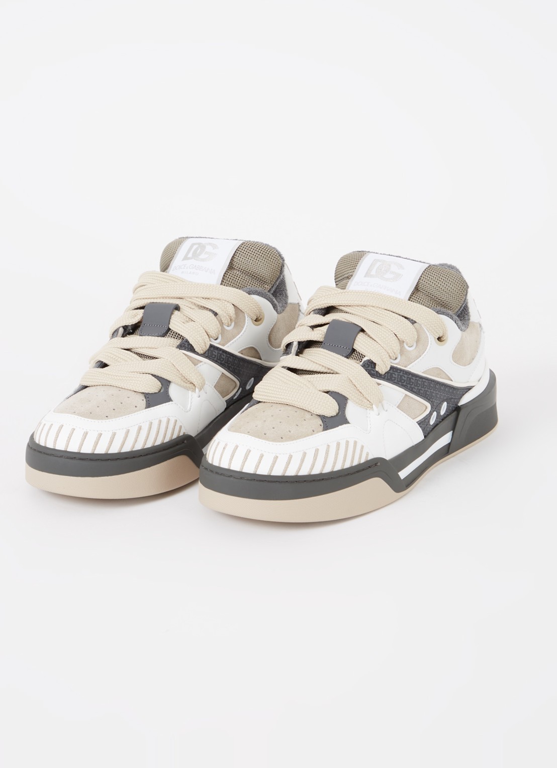 Dolce & Gabbana New Roma Skate sneaker van kalfsleer met kalfssuède details - detail 2 donkerbeige
