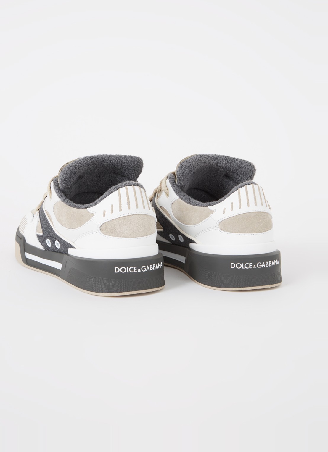 Dolce & Gabbana New Roma Skate sneaker van kalfsleer met kalfssuède details - detail 3 donkerbeige