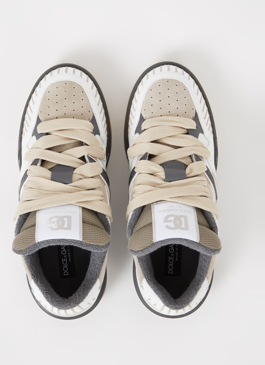 Dolce & Gabbana New Roma Skate sneaker van kalfsleer met kalfssuède details - detail 4 donkerbeige