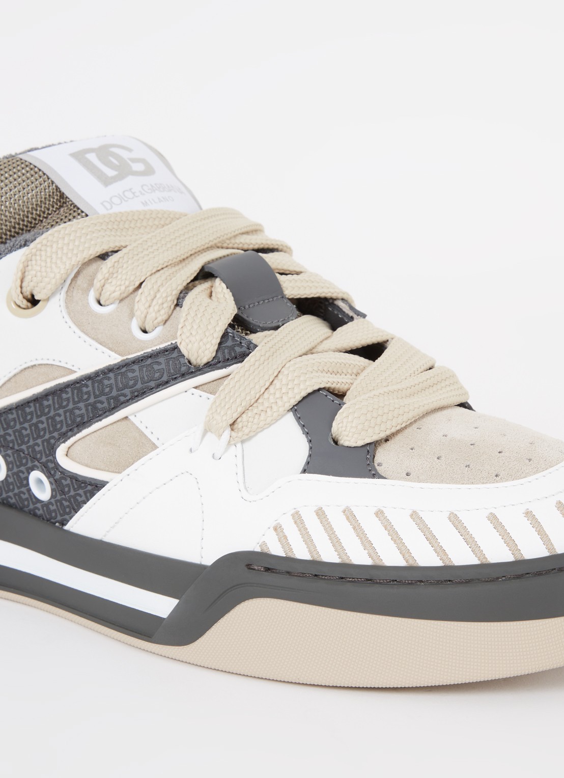 Dolce & Gabbana New Roma Skate sneaker van kalfsleer met kalfssuède details - detail 5 donkerbeige