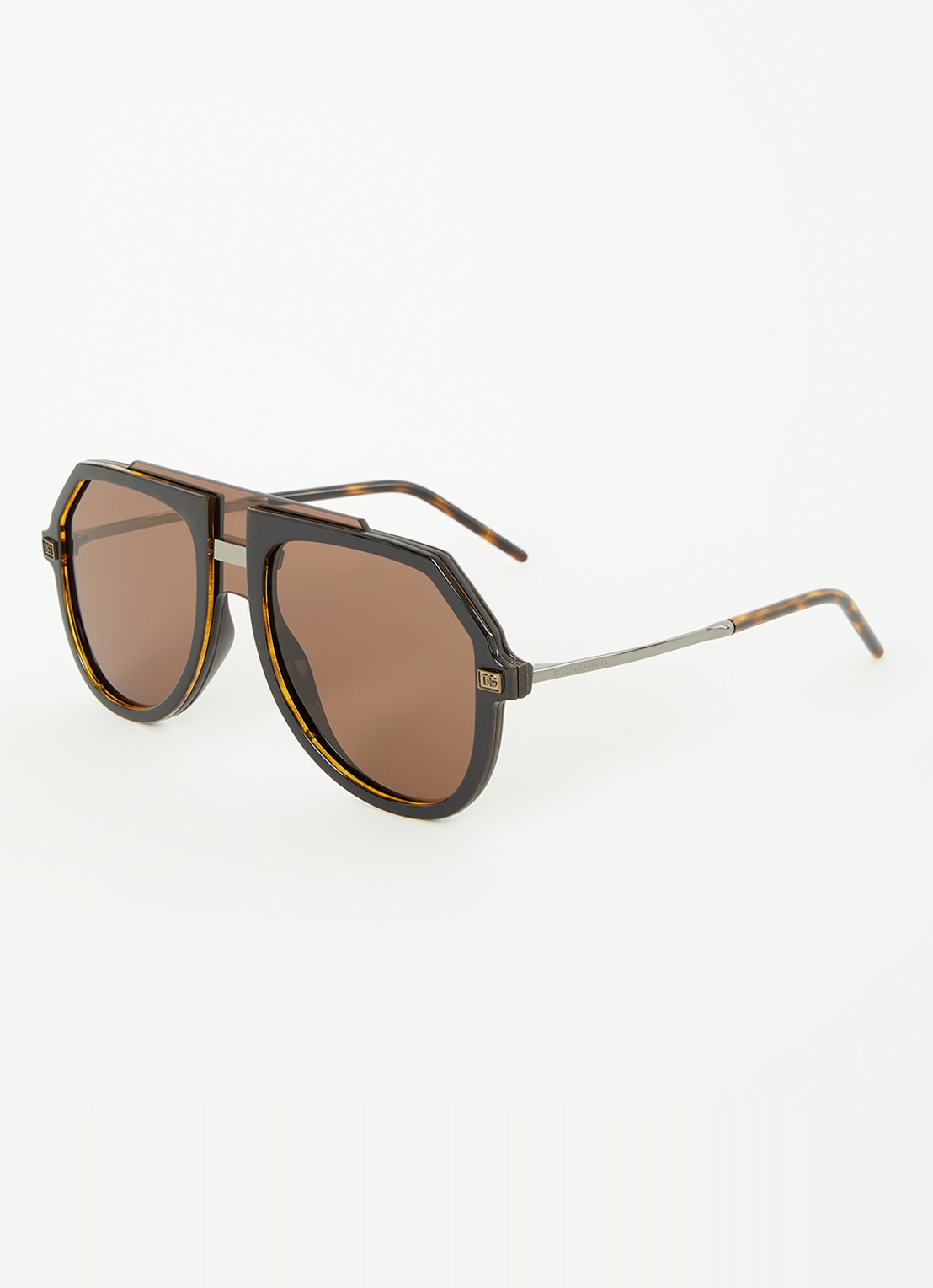 Dolce & Gabbana Piloten zonnebril DG6195   - voorkant 4 donkerbruin