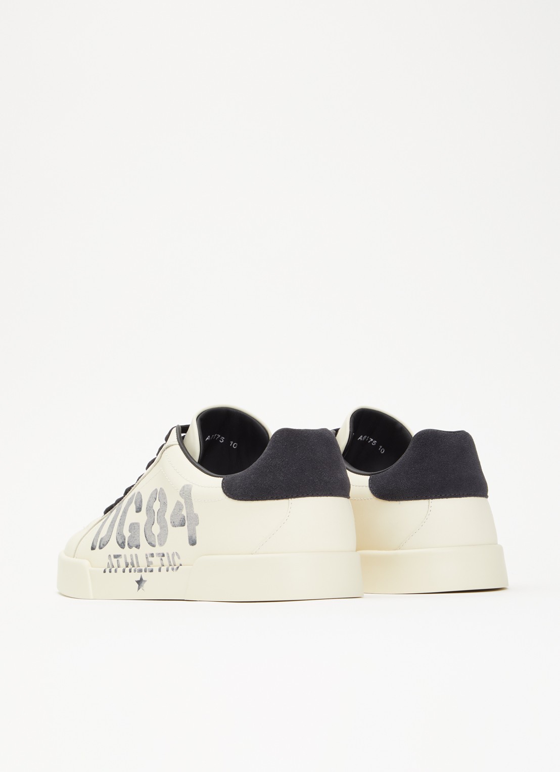 Dolce & Gabbana Portofino sneaker van kalfsleer met logo - achterkant 7 creme