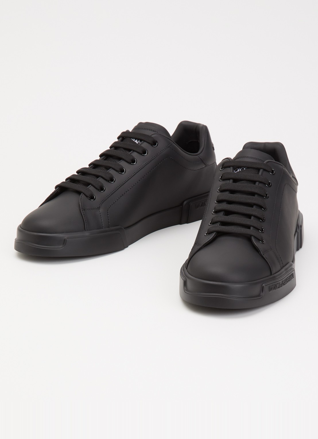 Dolce & Gabbana Portofino sneaker van kalfsleer - detail zwart