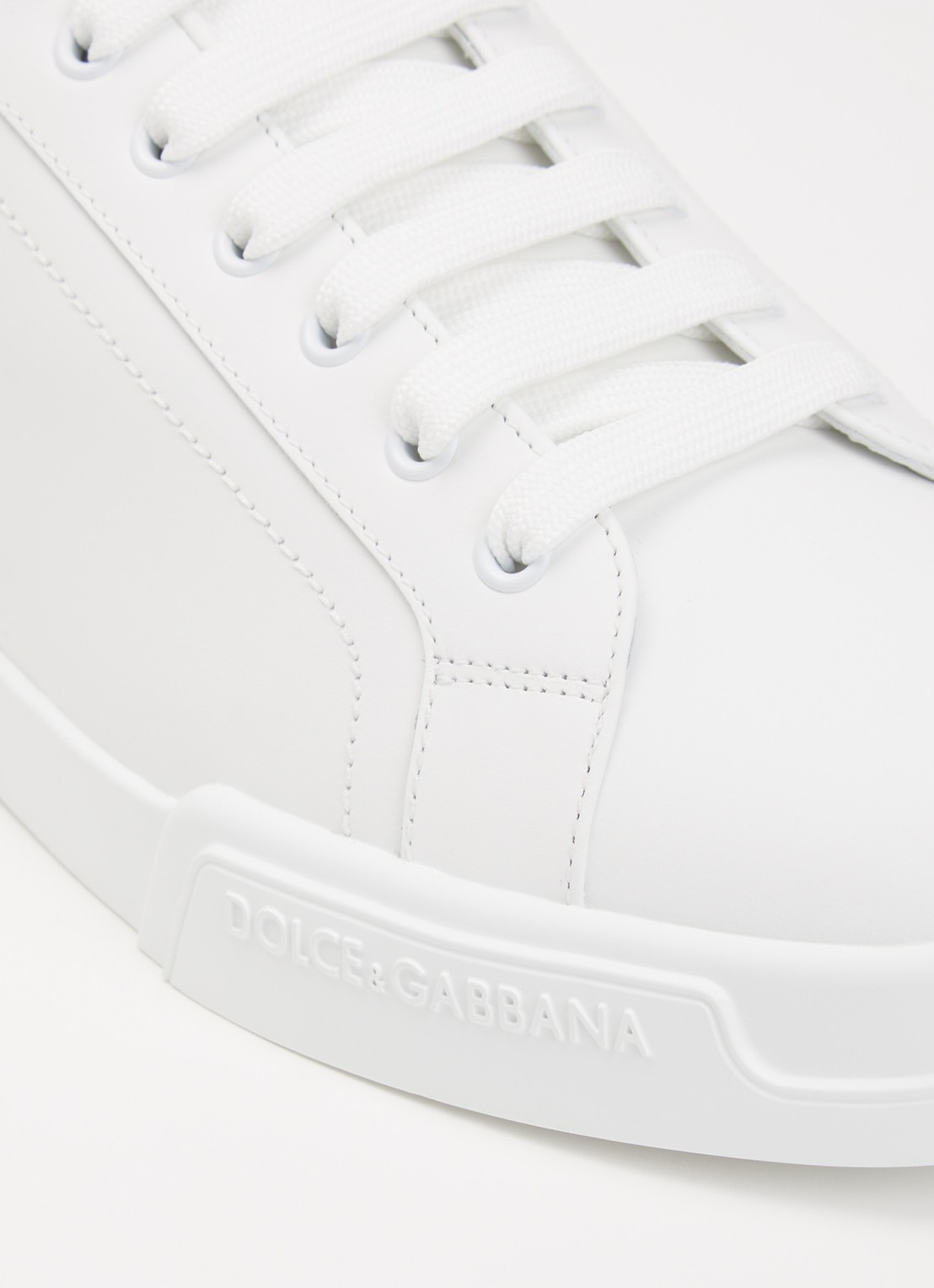 Dolce & Gabbana Portofino sneaker van kalfsleer - detail 6 gebroken wit