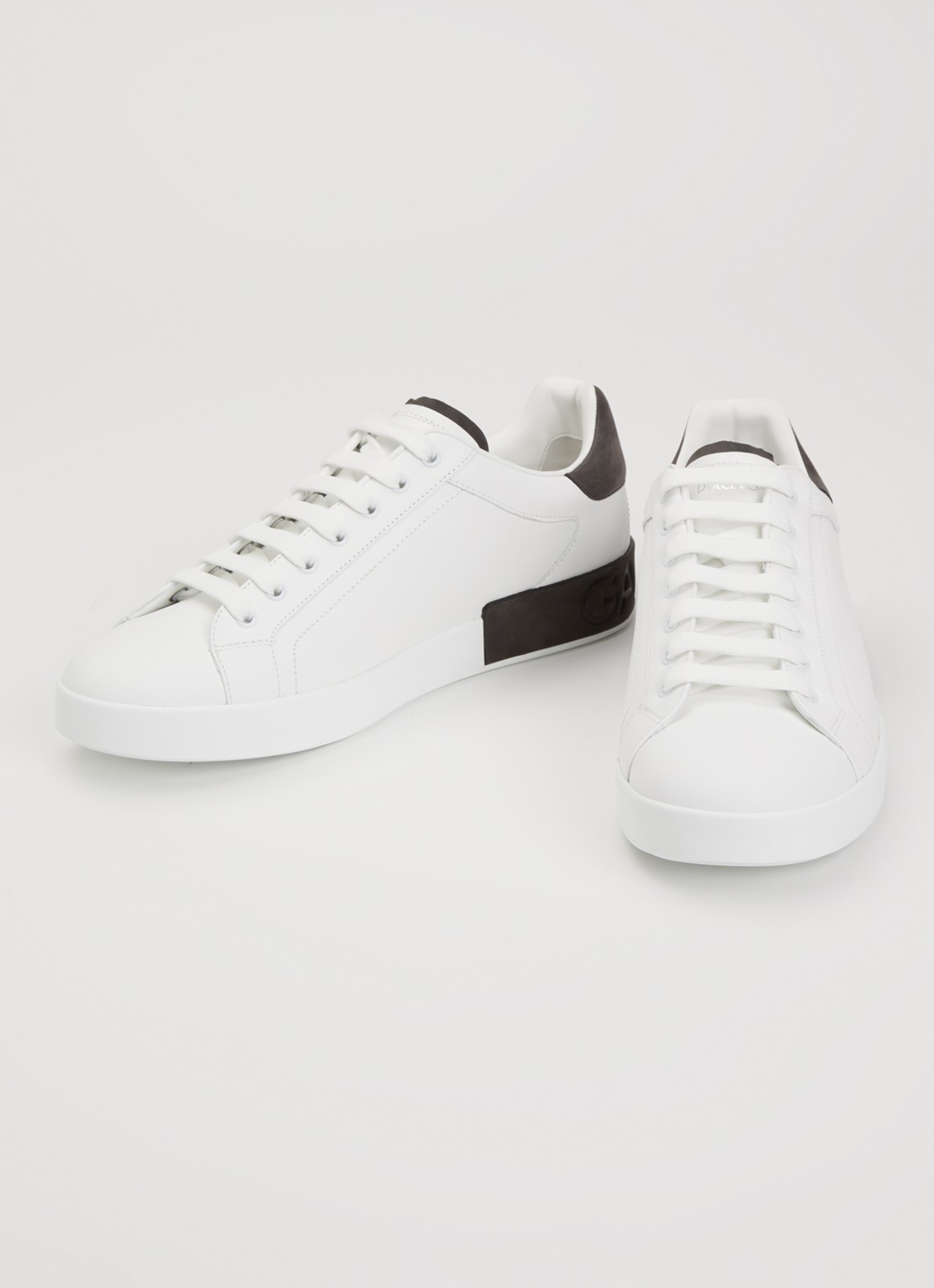 Dolce & Gabbana Portofino sneaker van kalfsleer - detail wit