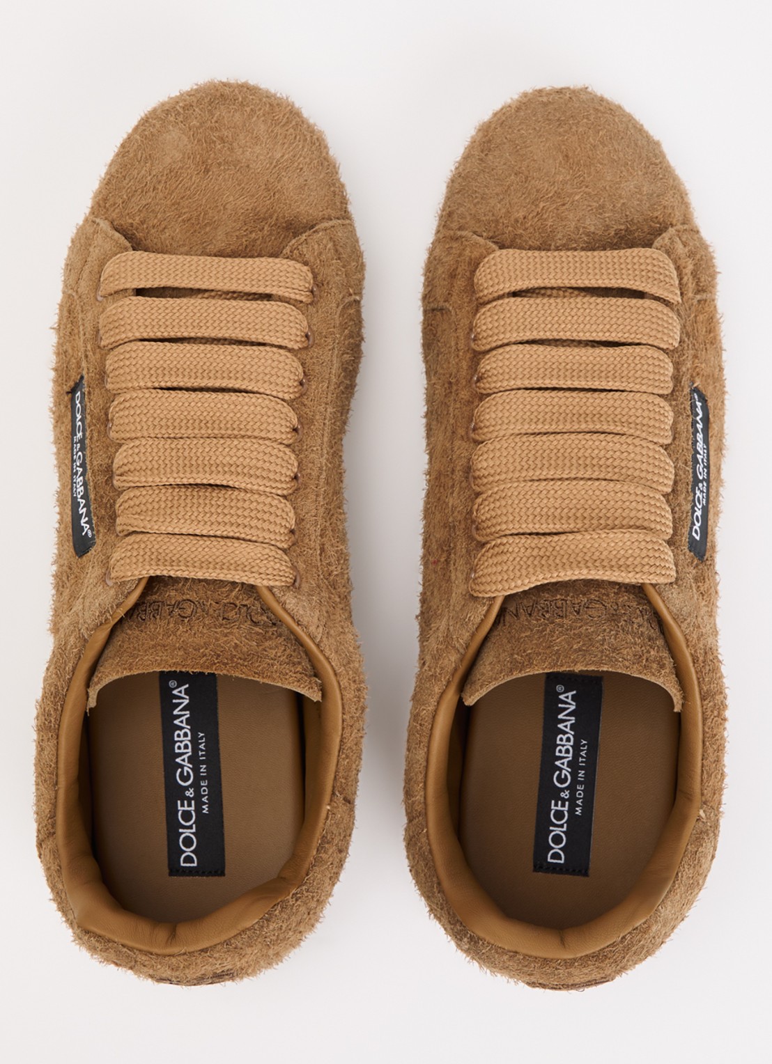 Dolce & Gabbana Portofino sneaker van kalfssuède met logo - detail 3 camel