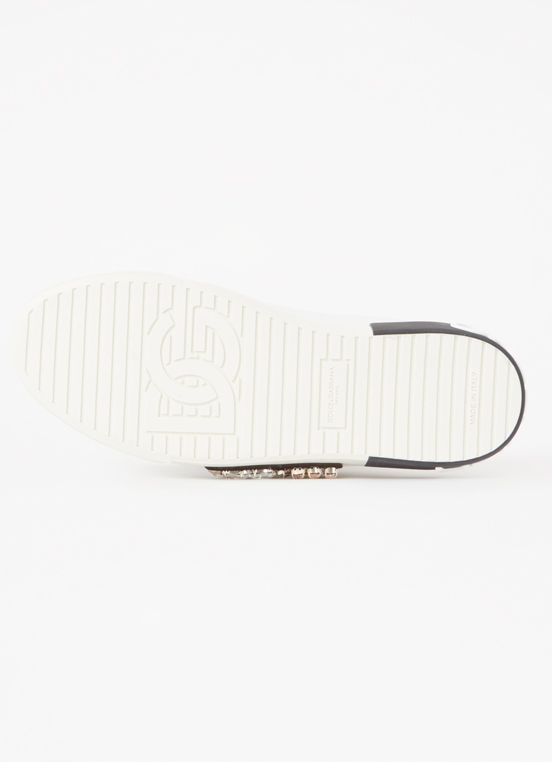 Dolce & Gabbana Portofino Vintage sneaker van kalfsleer met strass - detail 7 wit