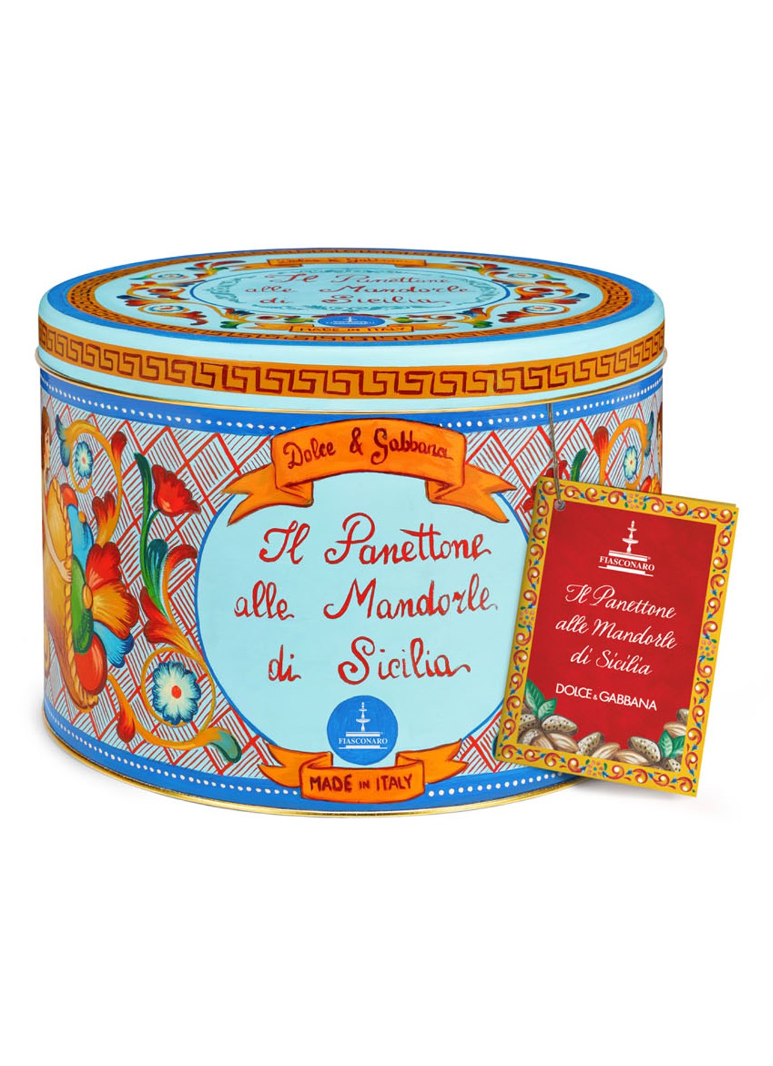 Dolce & Gabbana Siciliaanse amandelen Panettone in bewaarblik 1kg - assorti - voorkant undefined