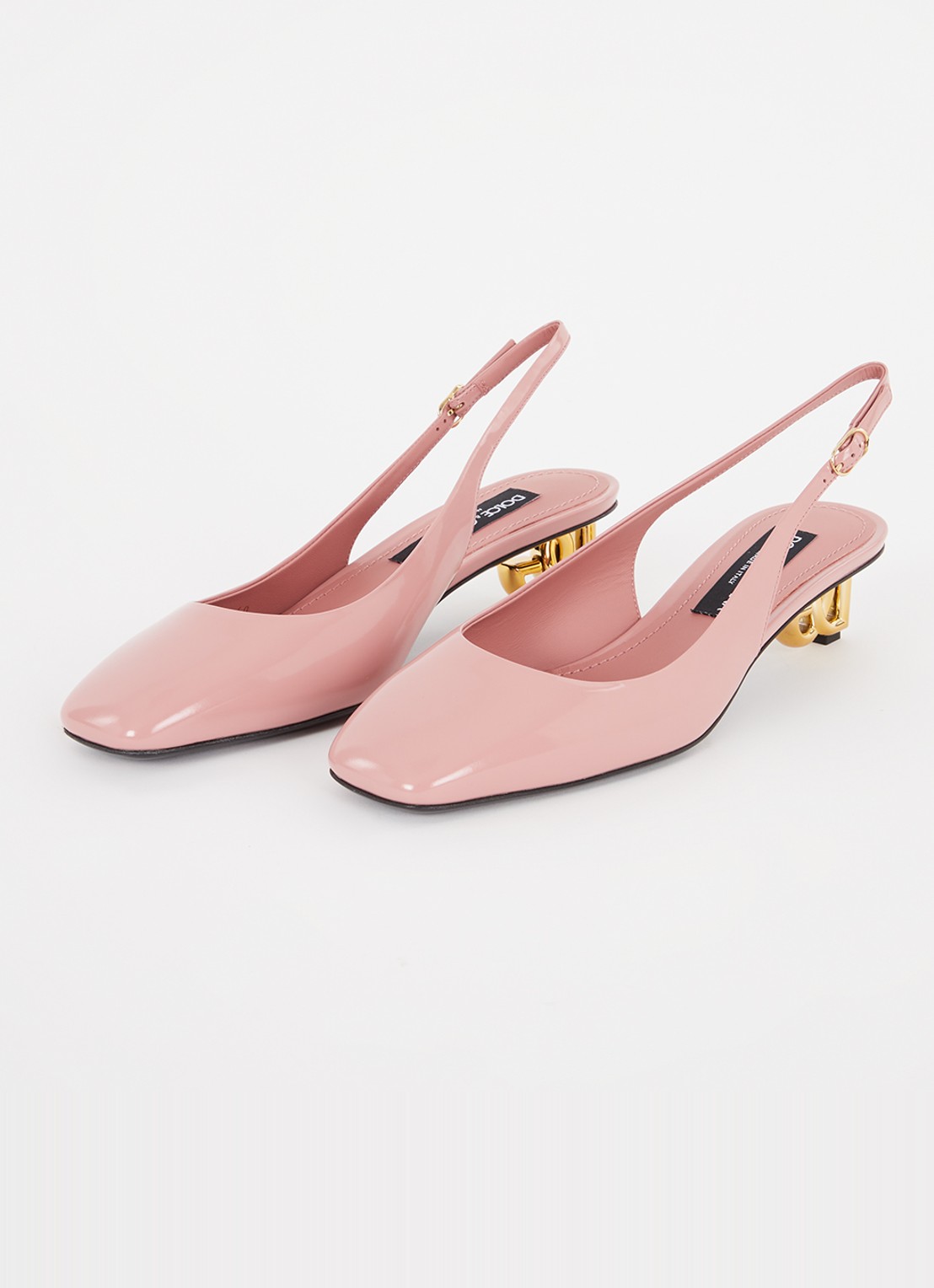 Dolce & Gabbana Slingback van kalfsleer met lakfinish - detail zalmroze