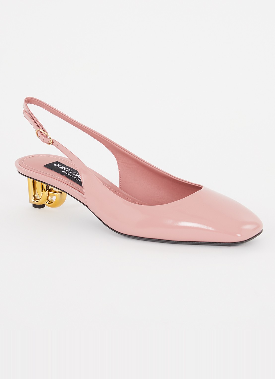 Dolce & Gabbana Slingback van kalfsleer met lakfinish - voorkant 6 zalmroze