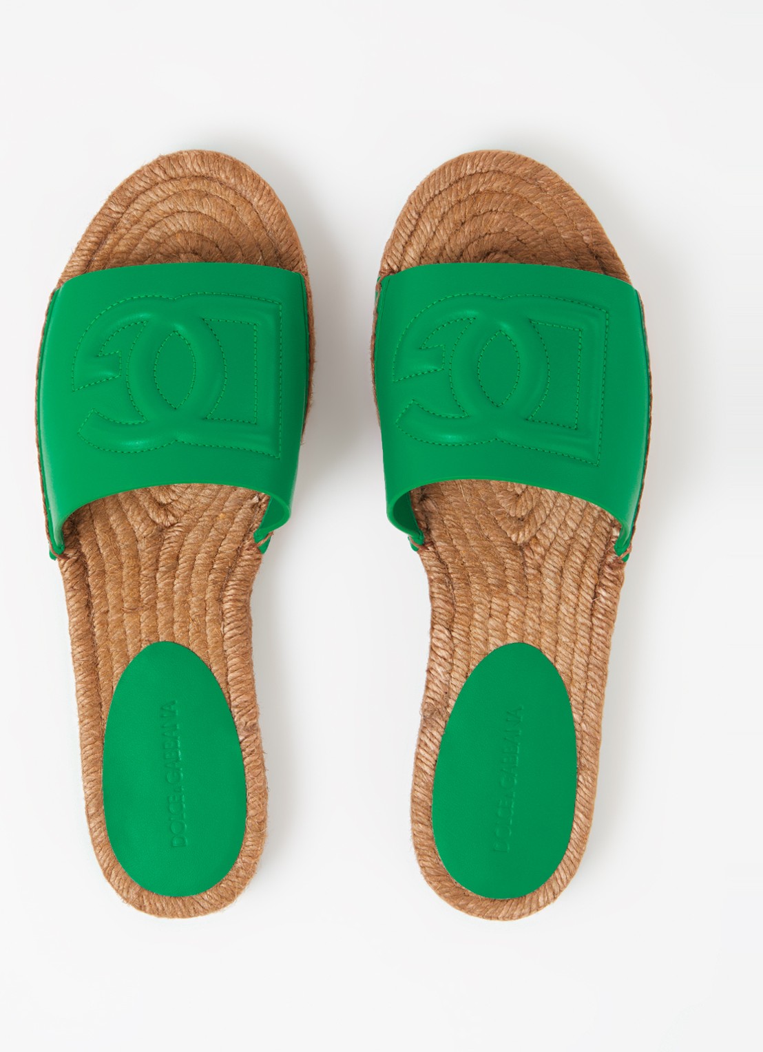 Dolce & Gabbana Vitello slipper van leer met logo - detail 3 groen