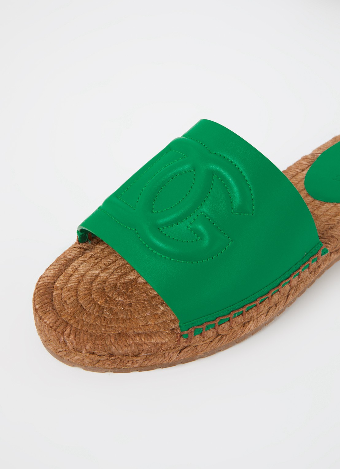 Dolce & Gabbana Vitello slipper van leer met logo - detail 4 groen