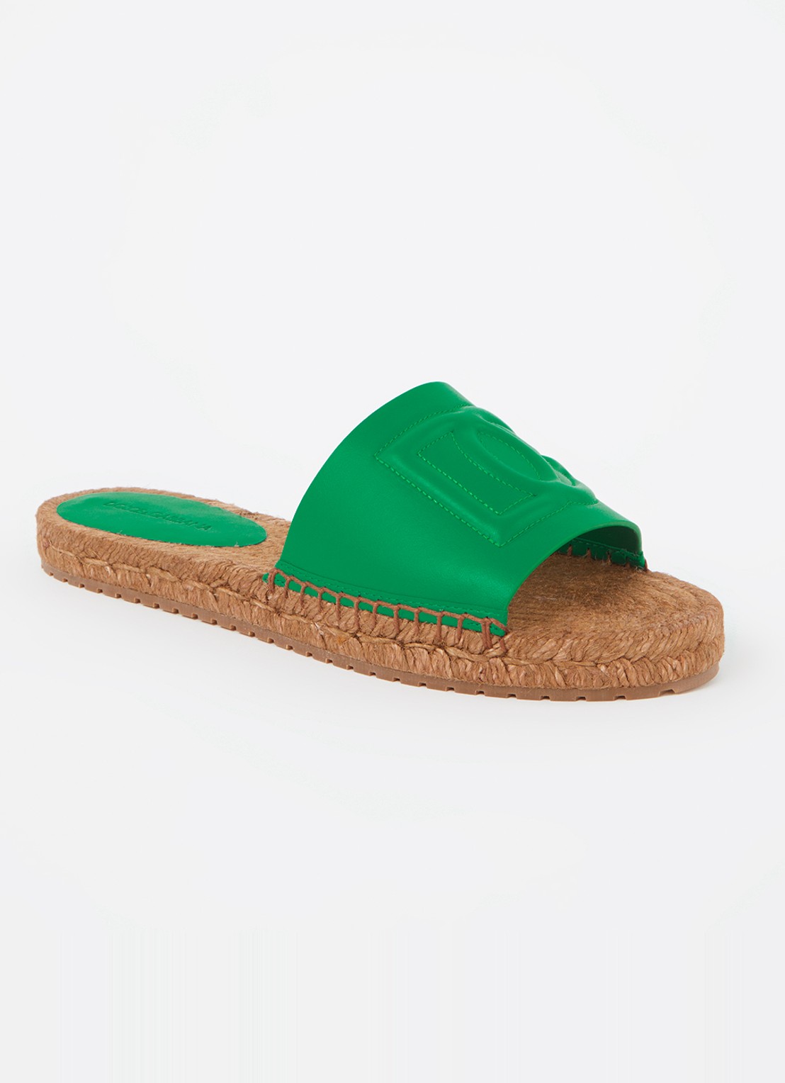 Dolce & Gabbana Vitello slipper van leer met logo - voorkant 6 groen