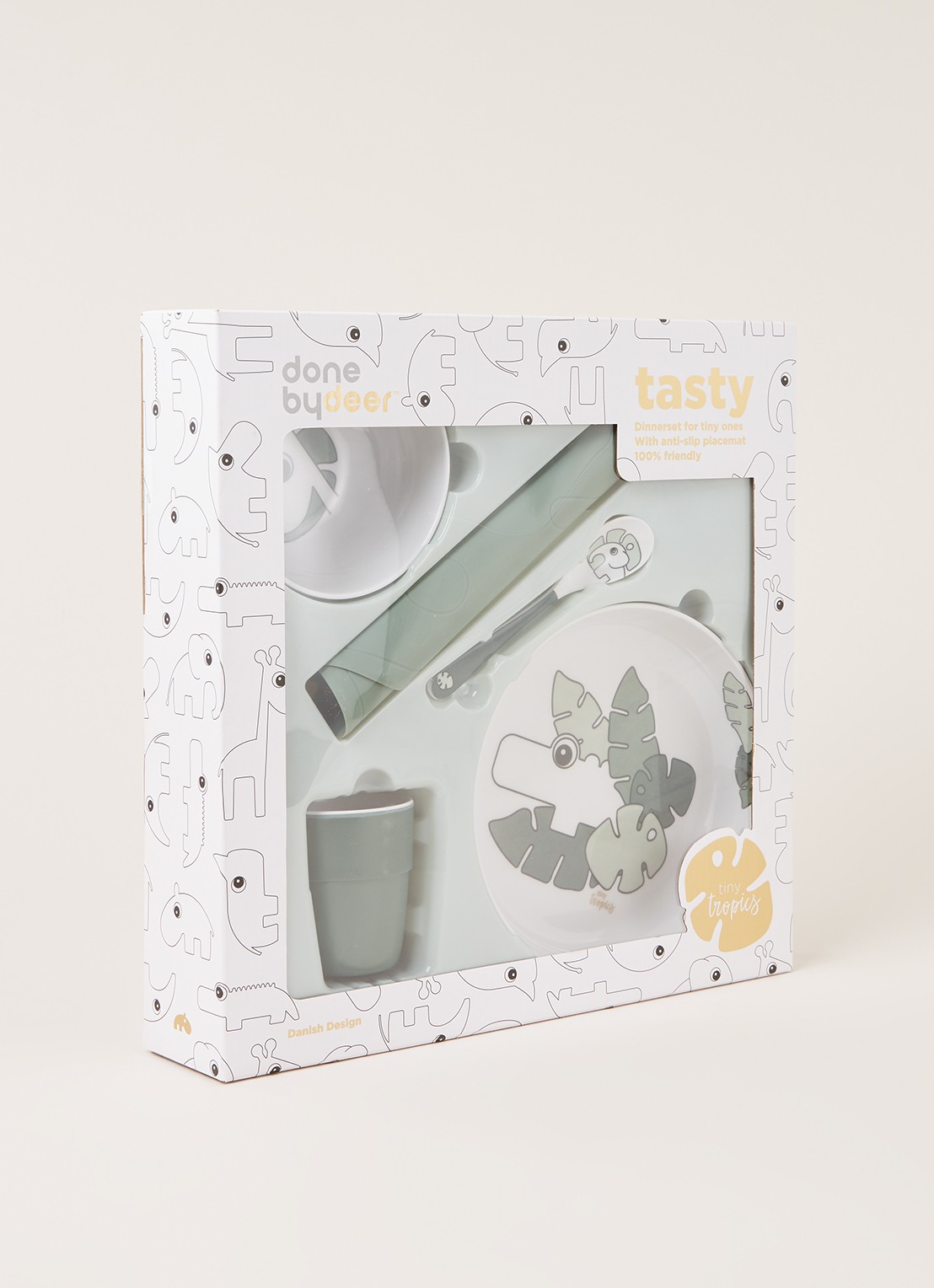 Done by Deer Tiny Tropics kinder serviesset 5-delig - detail groen
