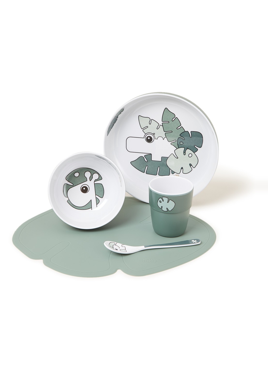 Done by Deer Tiny Tropics kinder serviesset 5-delig - voorkant 2 groen