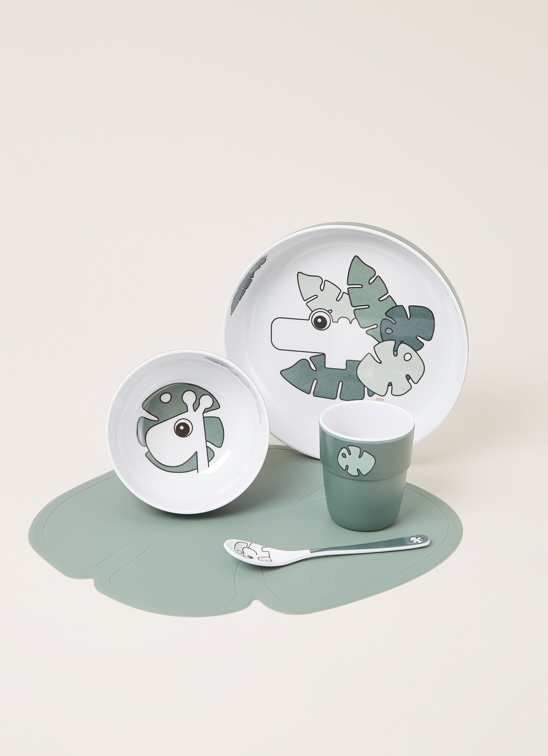 Done by Deer Tiny Tropics kinder serviesset 5-delig - voorkant 3 groen