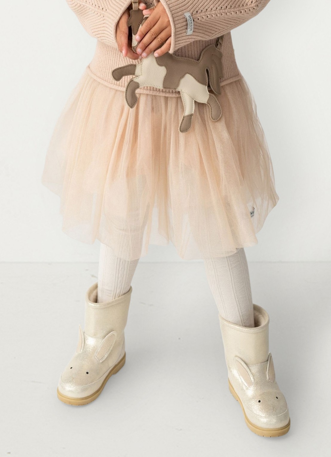 Donsje Amsterdam Aly ribgebreide maillot in katoenblend - voorkant 2 beige