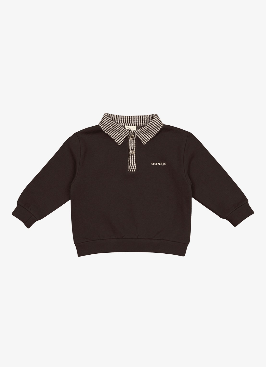 Donsje Amsterdam Amaro sweater met kraag - voorkant 2 donkerbruin