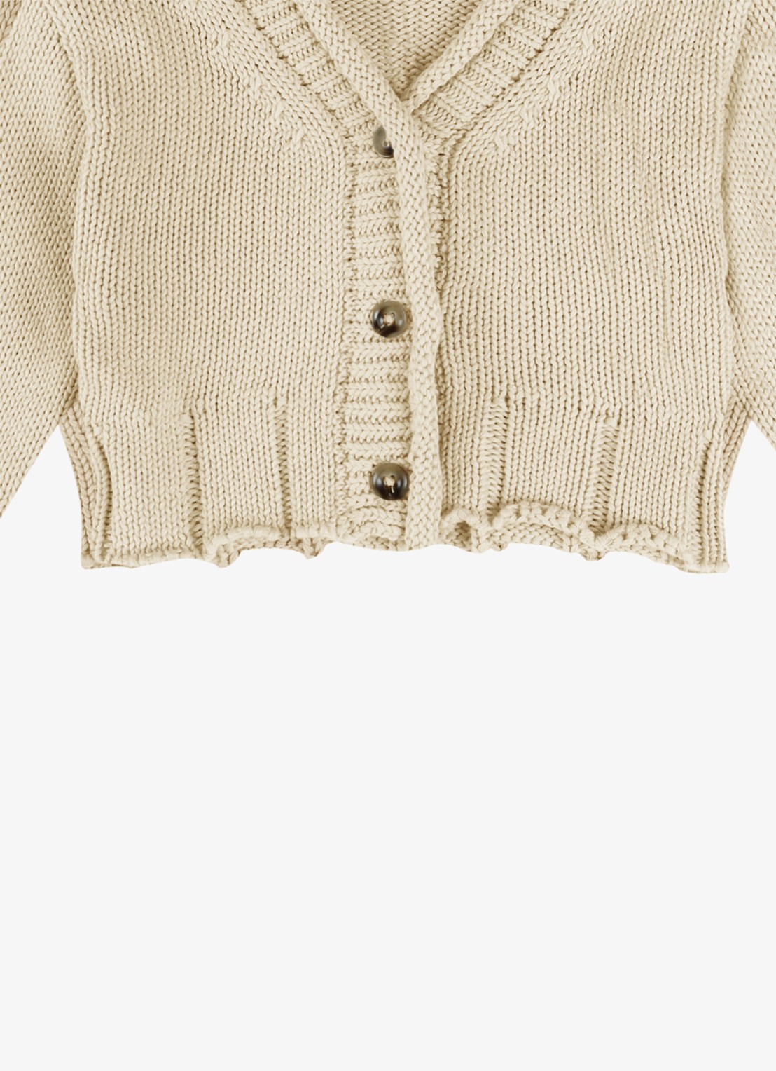 Donsje Amsterdam Amelot grofgebreid vest  - detail 4 parelmoer