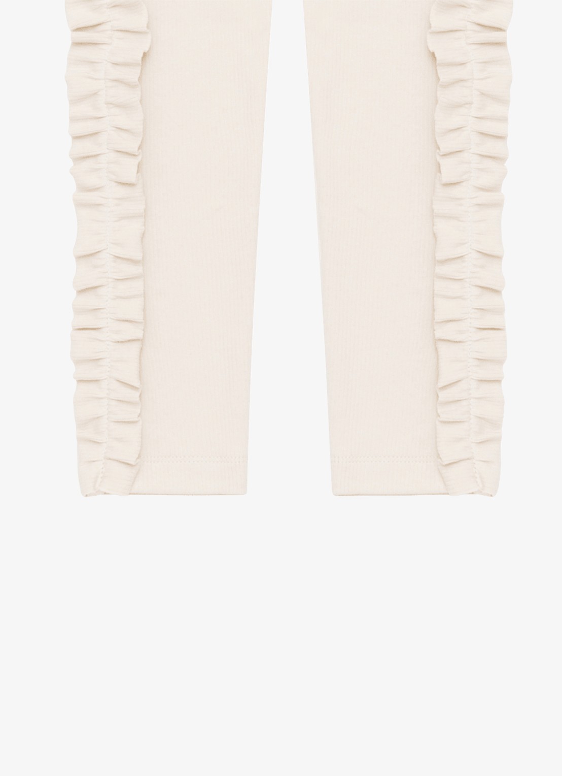 Donsje Amsterdam Audun ribgebreide leggings met applicatie - detail beige