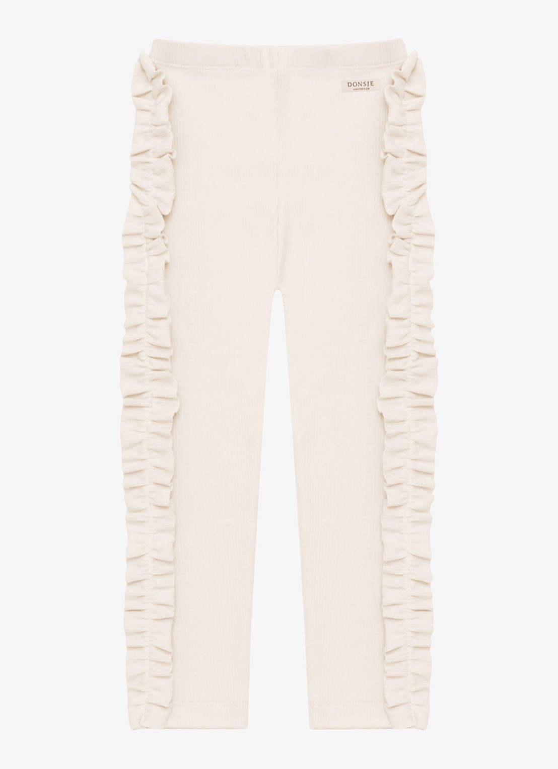 Donsje Amsterdam Audun ribgebreide leggings met applicatie - voorkant 2 beige