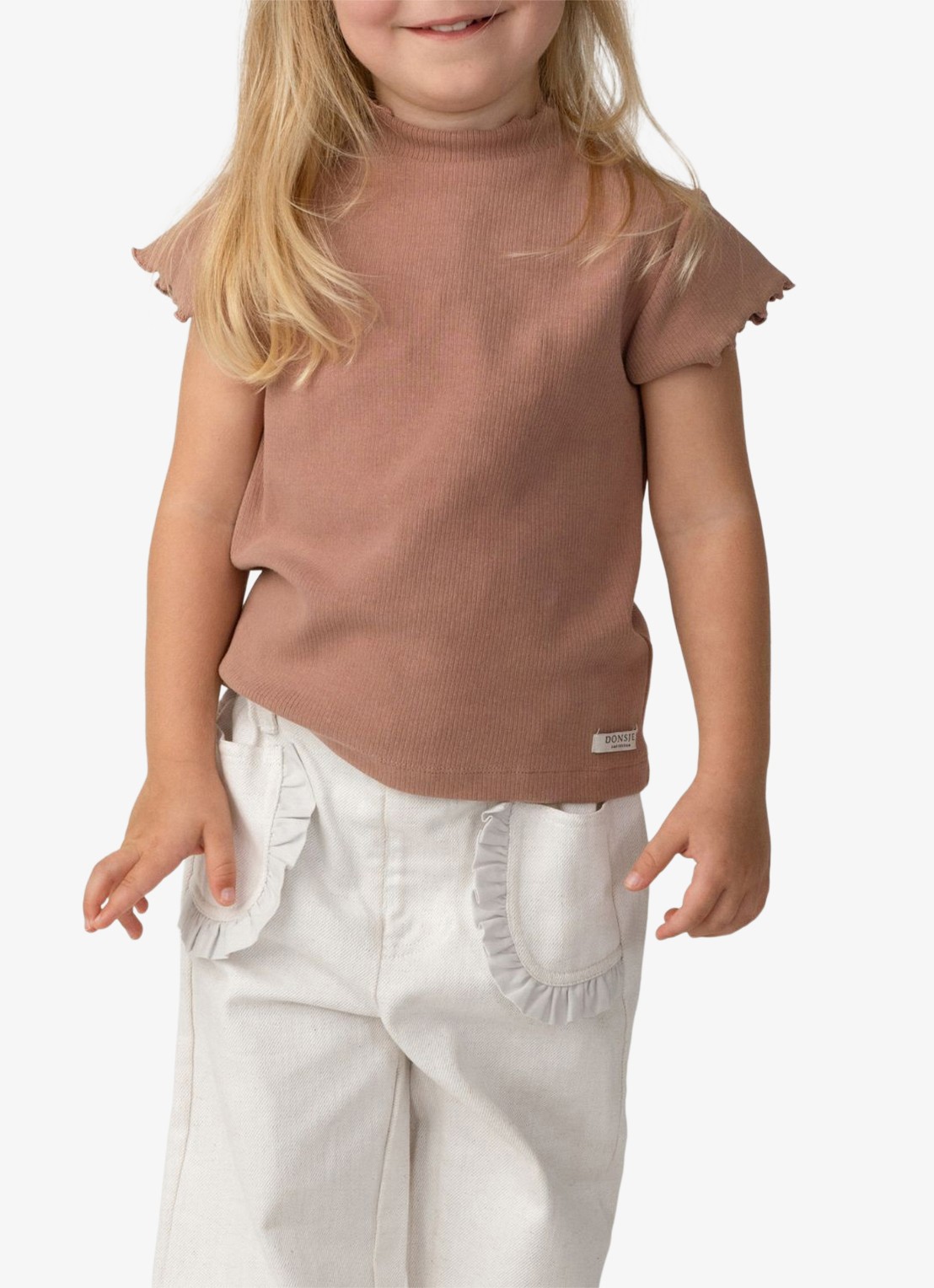 Donsje Amsterdam Aurore t-shirt met opstaande kraag - voorkant 3 oudroze