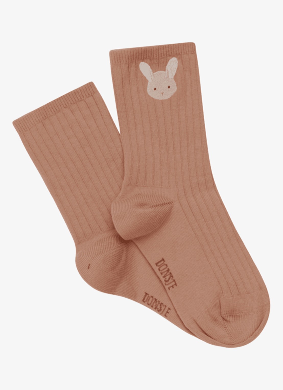 Donsje Amsterdam Bell Fluffy Bunny sokken met borduring - voorkant oudroze