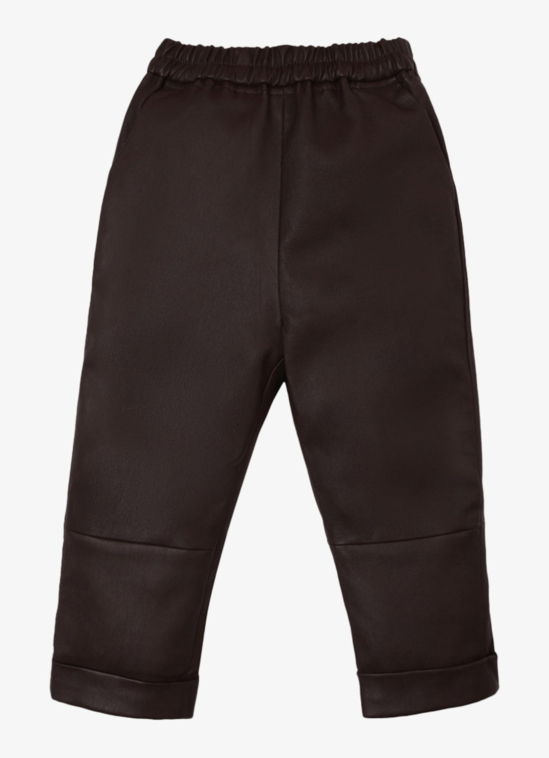 Donsje Amsterdam Bobbie straight fit pantalon van leer - voorkant chocoladebruin