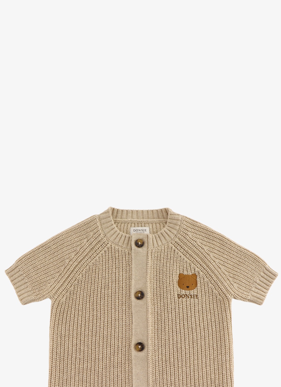 Donsje Amsterdam Dantje grofgebreide jumpsuit met borduring - detail 3 beige