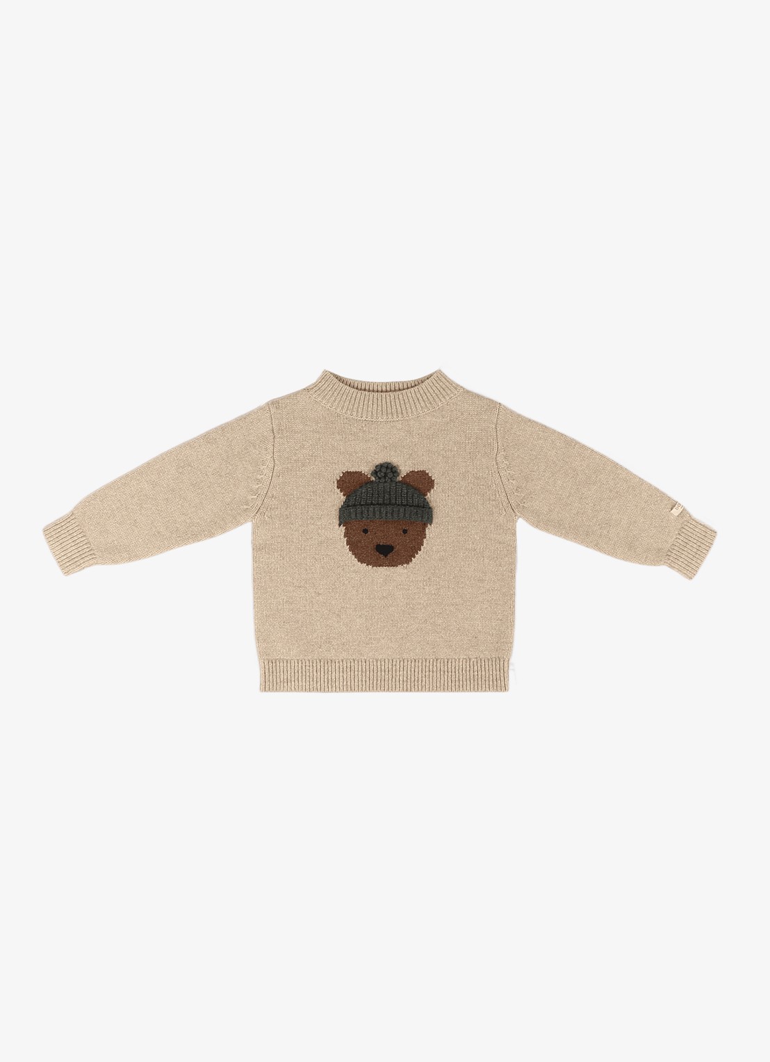 Donsje Amsterdam Denn Merino Wool Sweater | Bear - voorkant 4 beige