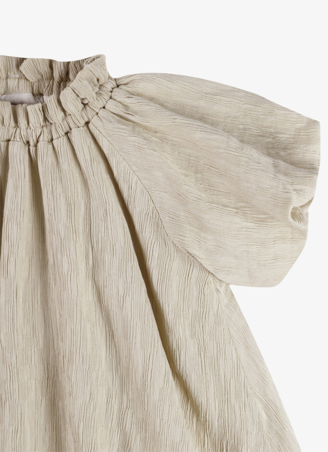 Donsje Amsterdam Dilan jurk met plooien - detail 4 taupe