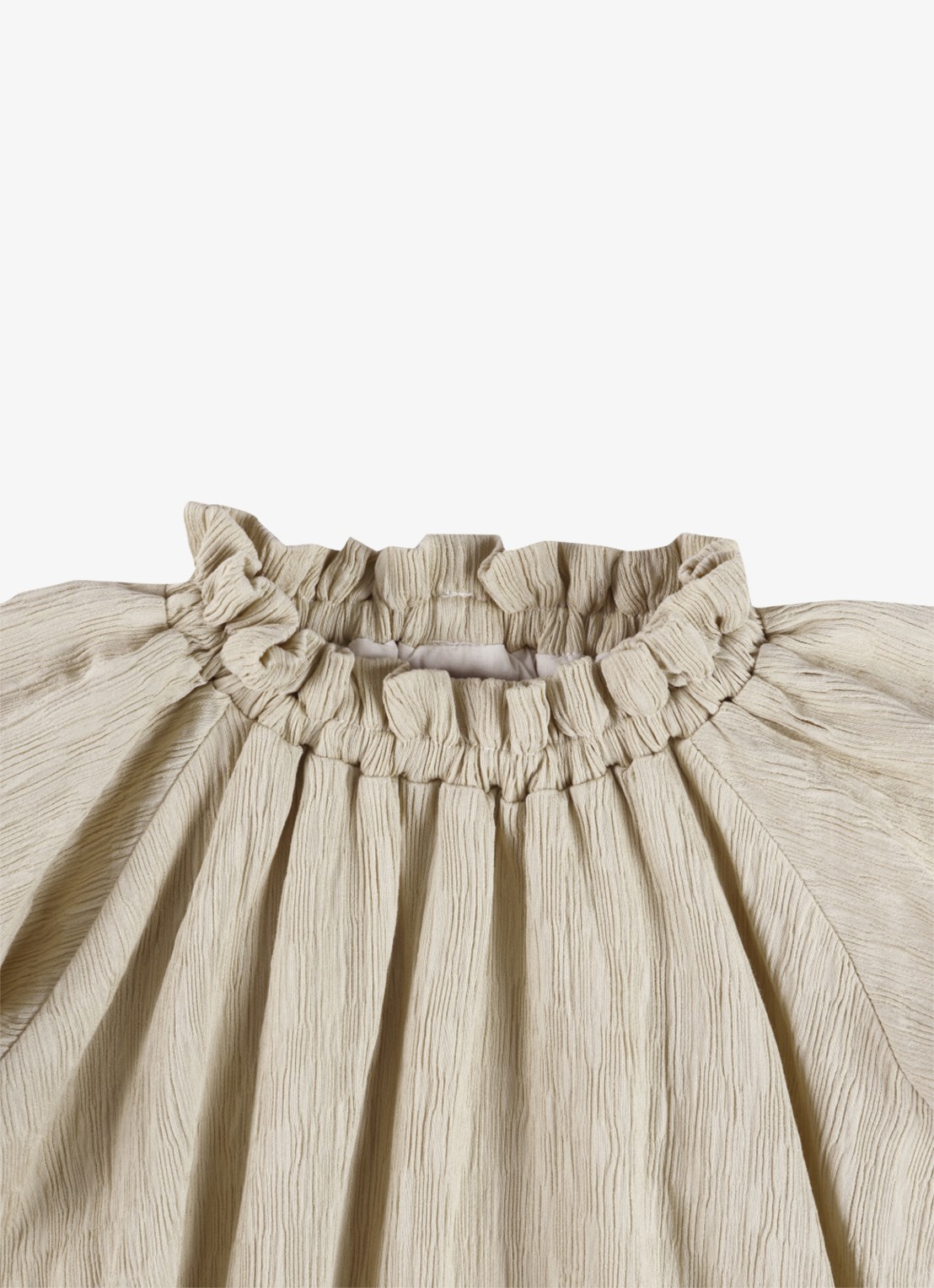 Donsje Amsterdam Dilan jurk met pofmouwen - detail 3 taupe