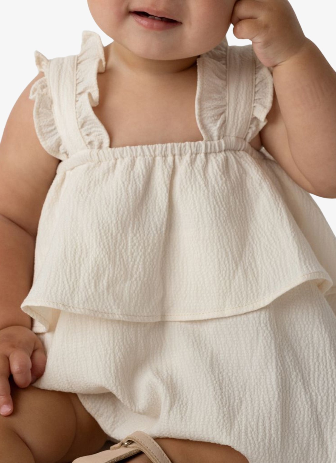 Donsje Amsterdam Elowen playsuit met ruches - voorkant 3 wit