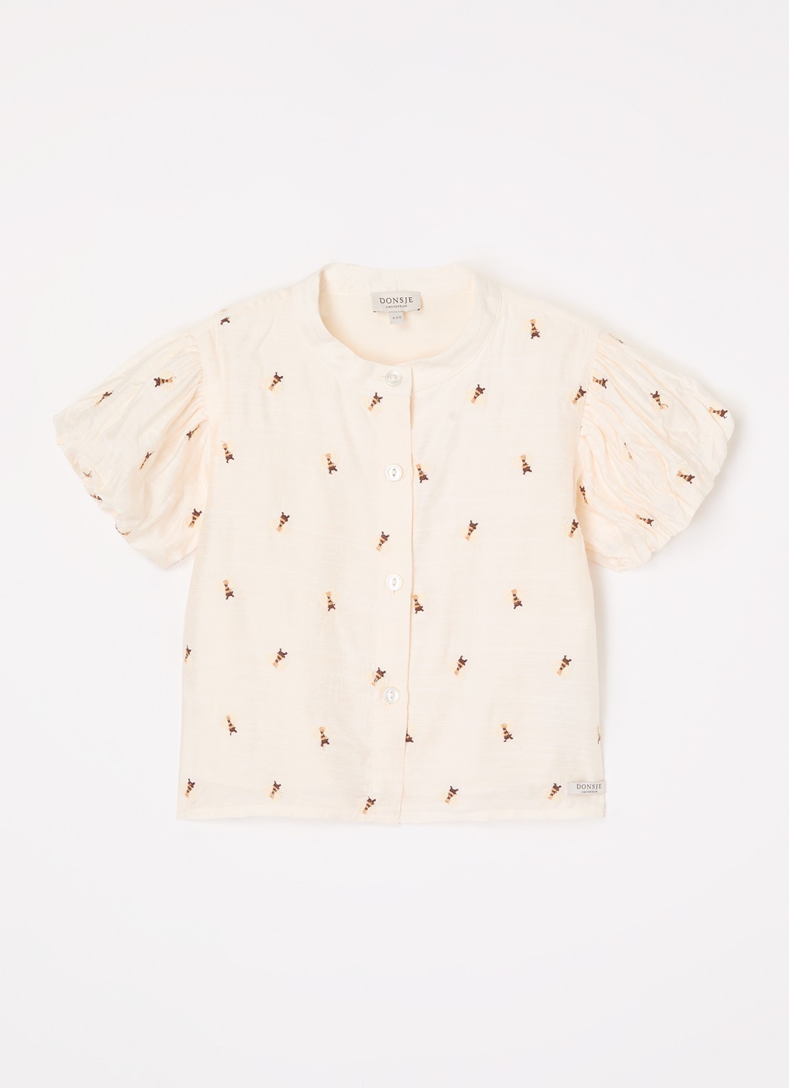 Donsje Amsterdam Ezrah blouse met borduring - voorkant gebroken wit