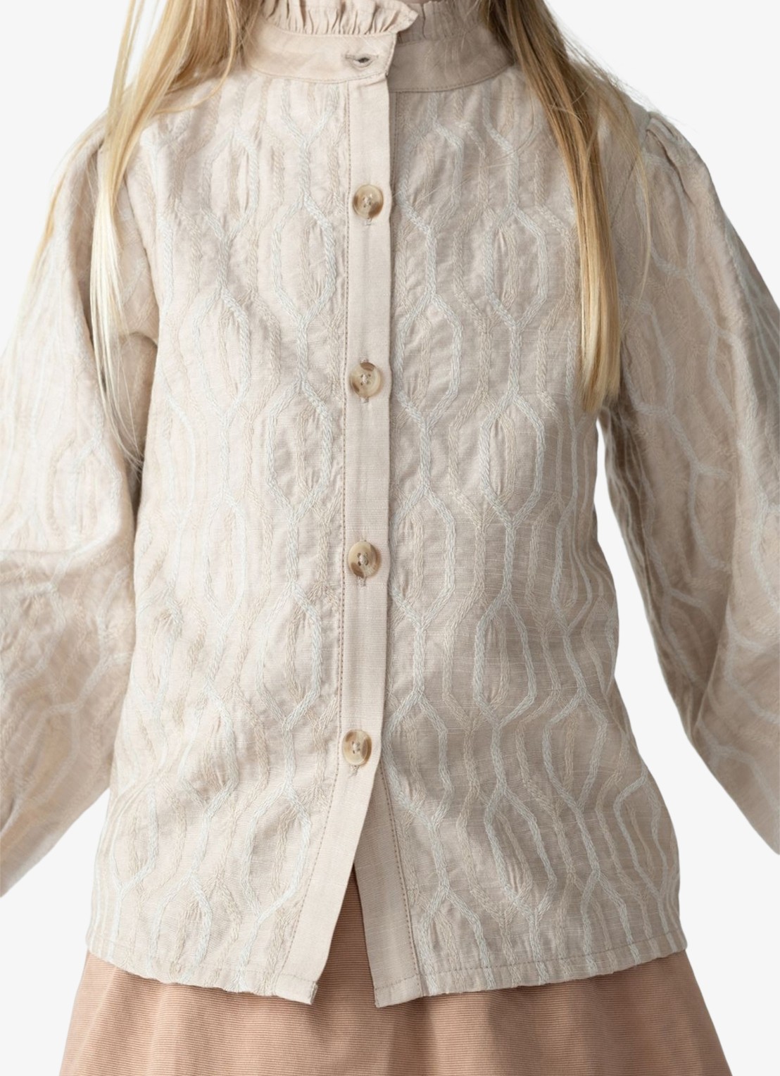 Donsje Amsterdam Fini blouse met ballonmouw - voorkant 2 taupe