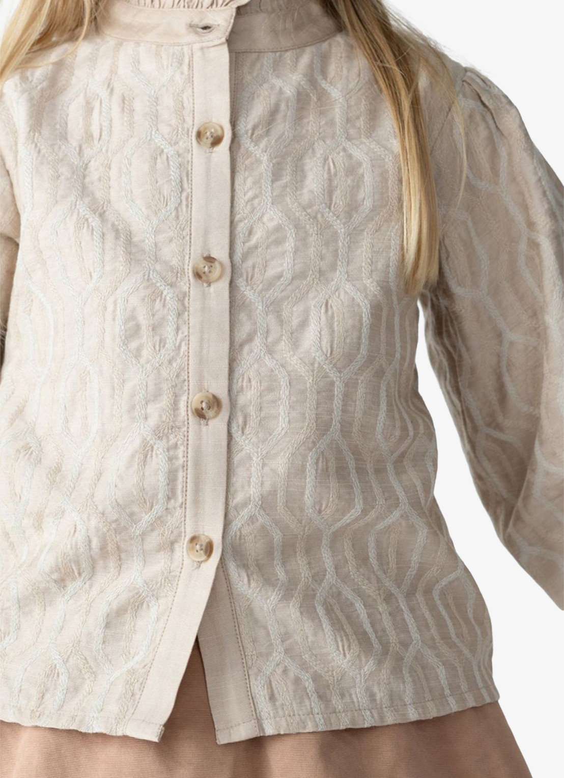 Donsje Amsterdam Fini blouse met structuur - voorkant 2 beige