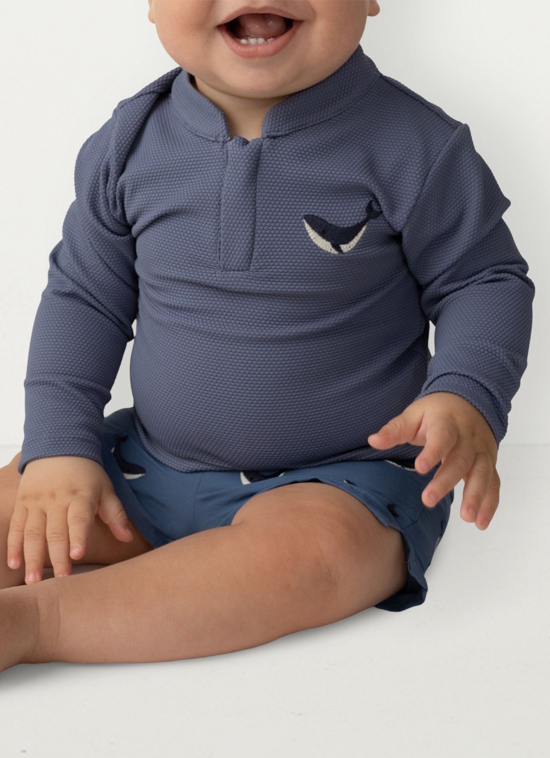 Donsje Amsterdam Harvie zwemshirt met borduring - voorkant 2 royalblauw